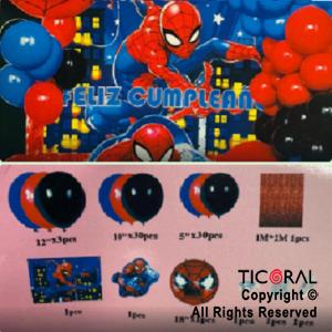 SET DE GLOBOS ARCO XL FELIZ CUMPLEA�OS SPIDERMAN (GY7933) 70 UNIDADES